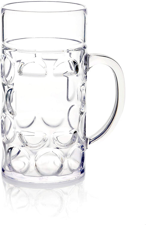 32oz Plastic Beer Mug Bierstein (1 liter) with Handles, Reusable, Dishwasher Safe, Plastic for Indoor/Outdoor Use
