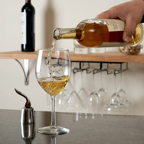 Wine Glass Rack Under Cabinet - 4 Row Iron Stemware Rack With A Steel Wine Stopper - Our Wine Glass Hanger Holds Wine, Brandy, Margarita, Martini Glasses & More - 1 Rack, Black