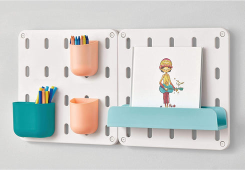 iDesign Cade BPA-Free Plastic Modular Hanging Pegboard Organizer Storage Shelf, 12.71" x 3.7" x 2.25", Aqua