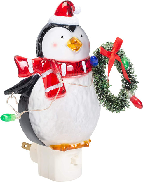 Roman Penguin with Wreath Christmas Night Light
