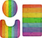 Britimes Bathroom Rug Set of 3, 3 Pieces Bath Mats Set for Bathroom, Rainbow Wood Plank Texture No Silp Washable Cover Floor Rug Decorations for Kitchen Bathroom Bedroom