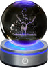MerryNine Childlike Elk Motif Crystal Christmas Deer Ball, 80mm 3D Planets Glass Ball with LED Lamp Base for Home Decoration and Christmas Memorial Wedding Gifts