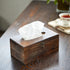 SINOBEST Rectangular Tissue Box Cover Decorative Wood Facial Tissue Holder with Hinged Lid Napkin Dispenser in Antique Style