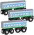 Orbrium Toys 3 Pcs Large Wooden Railway Express Coach Cars, Fits Thomas The Tank Engine, Brio, Chuggington Wooden Train