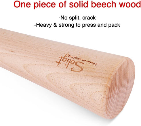Soligt 12" Sauerkraut Pounder for Mason Jars Vegetable Fermentation- One Piece of Solid Wood