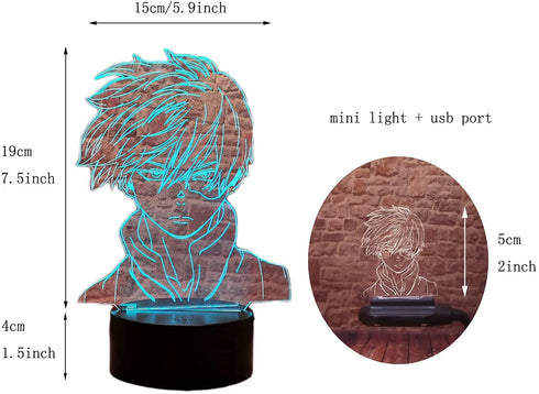 Shoto Todoroki 3D Illusion LED Anime Lamp MHA 16 Colors RGB Remote Control Desk My Hero Academia Night Light for Boys Birthday