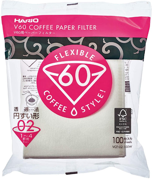 Hario V60 Paper Coffee Filters, Size 02, White, Tabbed (300 Sheets) (3 Items)