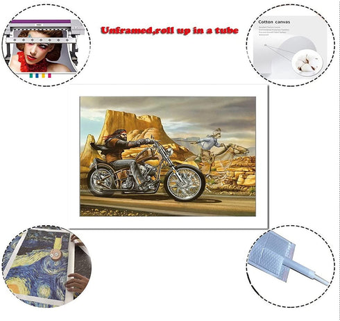LVUPIIG Ghost-Rider Motorcycle Rider Poster Decorative Painting Canvas Wall Art Living Room Posters Bedroom Painting 16x24inch(40x60cm)