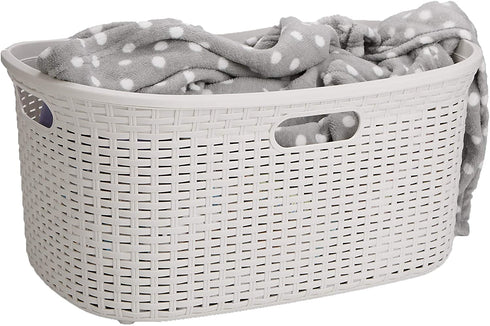 Mind Reader 40 Liter Laundry Basket, Laundry Hamper with Cutout Handles, Washing Bin, Dirty Clothes Storage, Bathroom, Bedroom, Closet, Ivory