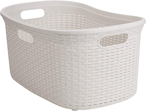 Mind Reader 40 Liter Laundry Basket, Laundry Hamper with Cutout Handles, Washing Bin, Dirty Clothes Storage, Bathroom, Bedroom, Closet, Ivory