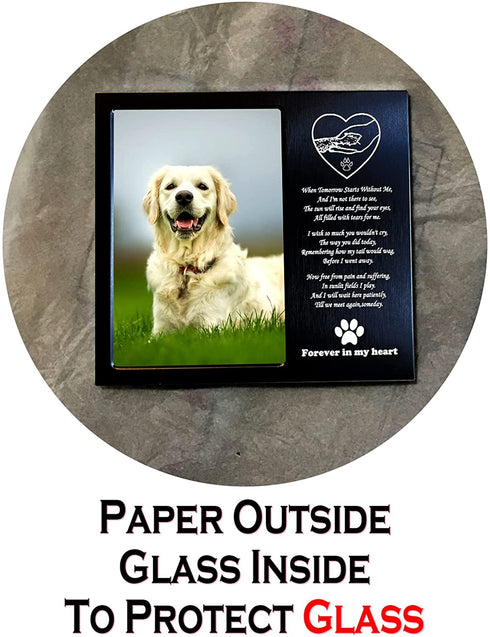 JOEZITON Pet Memorial Gift - Sympathy Gift (Opts) Personalized Metal - Pet Memorial Picture Frame 4x6 - For Loss of Dog or Cat (1B)