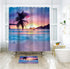 Riyidecor Beach Shower Curtain Ocean Sunrise Tropical Palm Tree Hawaiian Sunset Costal Scenery Sea Waves Summer Bathroom Home Decor Set Waterproof Polyester 72WX72H Inch 12 Pack Plastic Hooks WW-IHTB