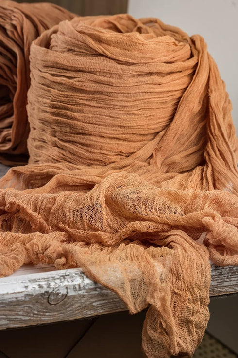 Table Runner 26x176 inches Cheesecloth Tablecloth for Wedding Rustic Boho Romantic Style Natural Gauze Decor (Walnut)