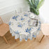 Spring Summer Blue Floral Tablecloth Round 60 Inches Elegant Watercolor Flower Tablecloth Polyester Washable Table Cover Table Cloth for Kitchen Dining Room Outdoor Picnic Patio Party