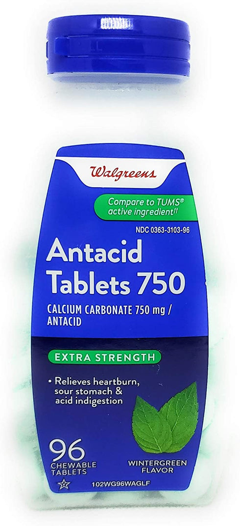 Walgreens Antacid Chewable Tablets Extra, Wintergreen, 96 ea by Walgreens