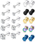 YADOCA 10 Pairs Screw Stud Earrings Flat Back Black Earrings for Men Mix Color Helix Cartilage Barbell Earrings Plugs Tunnel Punk