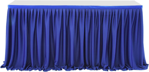 Leegleri 9 ft Navy Blue Polyester Pleated Table Skirt for Rectangle Table,Ruffle Tutu Table Cloth for Baby Shower Wedding,Birthday Party,Gender Reveal,Dessert Cake Tables
