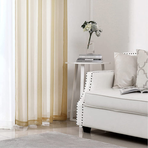 HEJEME Sheer Window Treatment Curtains Length 84inch with Grommets - Semi Sheer Voile Panels for Bedroom, Living Room & Dining Room, Set of 2 Panels (Apricot Yellow)