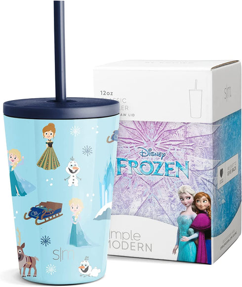 Simple Modern Disney Water Bottle for Kids Reusable Cup with Straw Sippy Lid Insulated Stainless Steel Thermos Tumbler for Toddlers Girls Boys 12oz Tumbler Frozen: Snowy Playtime