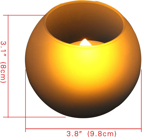 Battery Operated Flameless LED Candles with Remote Timer Flickering Realistic Electric Big Tea Lights with Ball Shape Frosted Glass Holder for Wedding Party Christmas Centerpiece Fireplace Decor 3Pack
