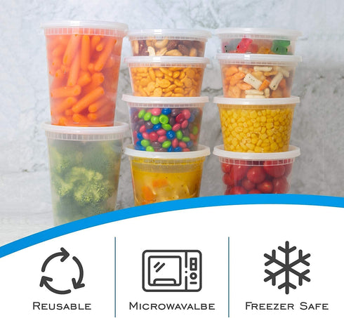 EDI Deli Food Storage Containers with Lids 50 Sets (8oz)