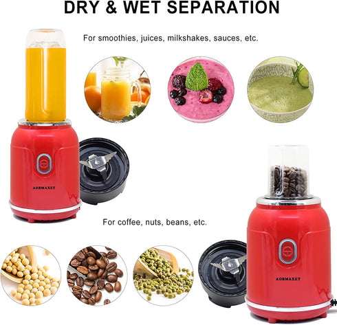 Personal Blender - Portable Professional Blender for Shakes and Smoothies, Four Sharp Blades, Coffee Grinder, Small Smoothie Maker for Home, Travel, Office, Gym, Outdoor