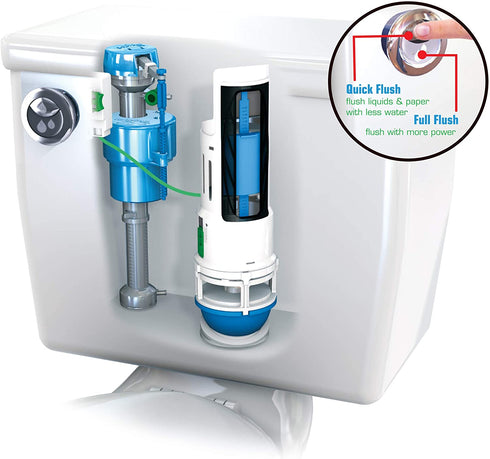Danco HYR460 Hydroright HyrdroRight Universal Water-Saving Toilet Repair Kit with Dual Flush Valve, Push Btton Handle, White