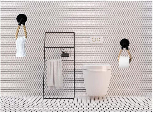 Niciksty Nautical Rope Toilet Paper Holder, Wall Mounted Toilet Paper Holder, Jute Rope Toilet Paper Holder , Beach Themed Bathroom Decorations, C1