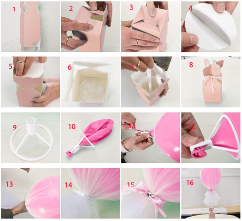 Pink Tutu Tulle Balloons Centerpieces with Candy Box for Baby Shower Girls Decorations Birthday Party Weddings Princess Party Cake Dessert Table Balloons Tulle Cover,6 Pack