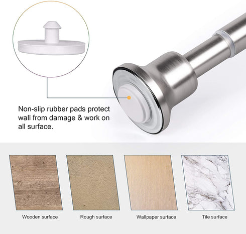 SZXIMU Spring Tension Curtain Rod 27-43 Inch, Never Rust and Non-Slip Shower Curtain Rods with Flat Top, Nickel
