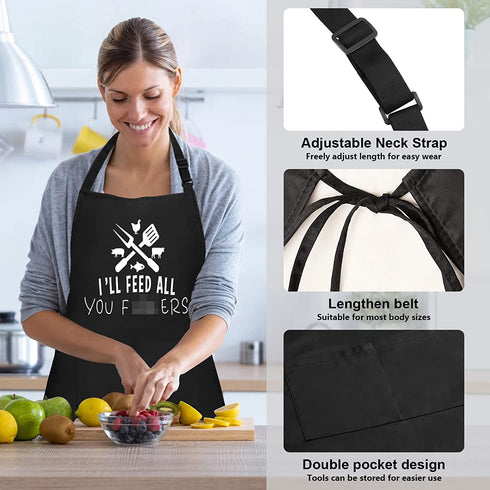 Funny Cooking Apron for Men, Women - Birthday Gifts for Mom,Wife, Dad, Gag Gifts for Boyfriend, Cooking Chef Apron