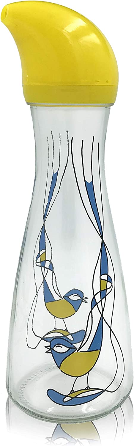 Chirpy Jug Glass Water Carafe Tweeting Bottle 34oz (1L)