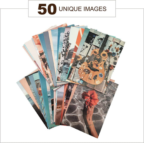 PROCIDA Teen Girl Room Decor Aesthetic, Collage Kit for Wall Aesthetic Boho Peach Beach Picture Wall Collage Kit Aesthetic, VSCO Girls Bedroom Decor, Photo Collage Kit,Dorm Wall Decor 50 Set 4x6 inch