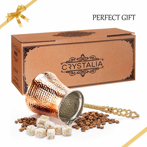 Turkish Coffee Pot, Greek Arabic Coffee Maker, Hammered Copper Coffee Cezve, Copper Pot, Stove Top Coffee Maker, Large 14.4 fl oz Capacity