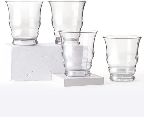 Cupture Riviera Tumblers Unbreakable Drinking Glasses, BPA-Free Material, 12 oz, 4 Pack (Clear)