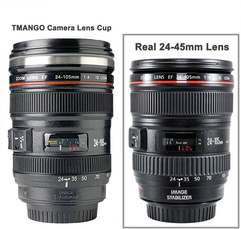 TMANGO Camera Lens Coffee Mug With Lid, Photo Coffee Cup, Stainless Steel Thermos Lens Mug Leak Proof For Photographer Lovers Present