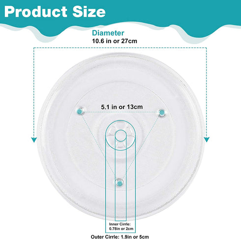 Gemroom 10.6" / 27cm Microwave Plate Replacement/Microwave Glass Turntable Replacement, Compatible with 10.5"-10.6" microwave plate