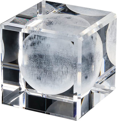 3D Dandelion Paperweight(Laser Etched) in Crystal Glass Cube Birthday (2.4x2.4x2.4) (Moon)