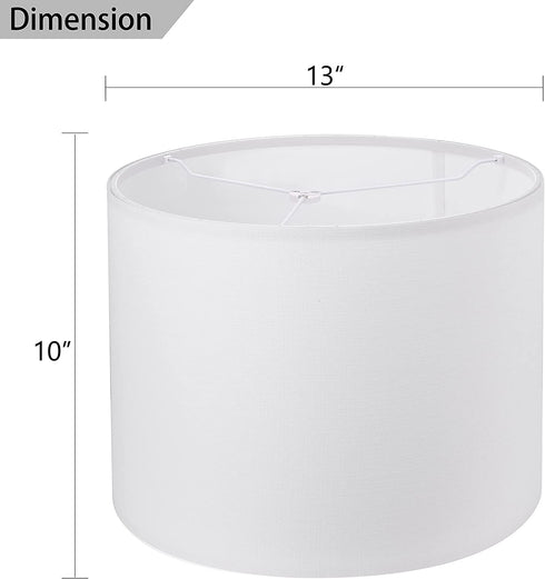 Wellmet 13"x13"x10" Lampshade Assembly Required for Table Lamp ,Bedside Lamp,Floor Lamp,Fabric Drum Lampshade Classic Modern Style,Spider Fitter ,Off White