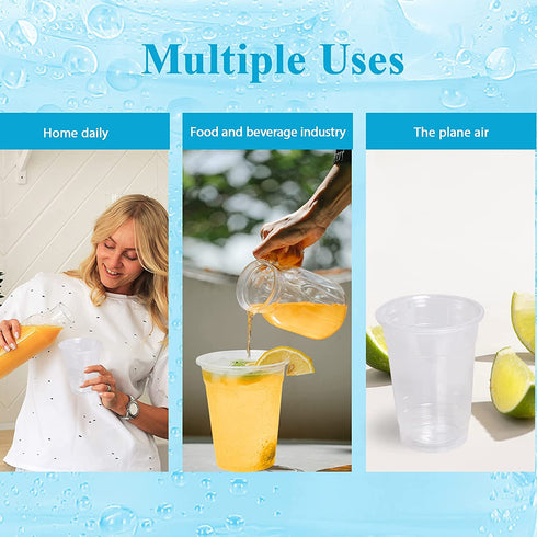 100 Pack 16OZ Clear Plastic Cups, Cold Party Drinking Cups, Clear Disposable Cups Fruit/Ice Cream/Cupcake/Iced Cold Drinks