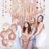 Rose Gold Birthday Party Decoration - Happy Birthday Banner, Glitter Circle Dot Garland Streamer, Rose Gold Fringe Curtain, Foil Tablecloth, Rose Gold Balloons, for Women Girl Birthday Party