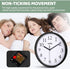 Hippih Black Wall Clock Silent Non Ticking Quality Quartz, 10 Inch Round Easy to Read for Home Office School Clock 2 Pack