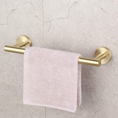 Bathroom Brushed Gold 3-Piece Accessories Set SUS304 Stainless Steel Bath Shower (Robe Hook, Toilet Paper Holder, 12" Hand Towel Bar) Contemporary Style