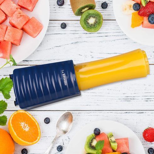 La Reveuse Smoothies Blender 300 Watt with 18 oz BPA Free Portable Travel Sports Bottle (Navy)