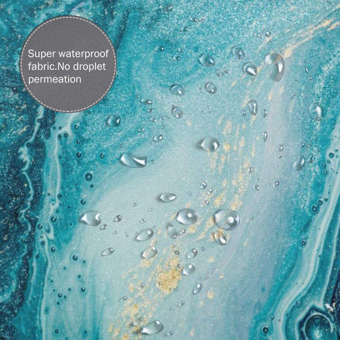 Marble Shower Curtain Natural Luxury Ocean Art The Ripples of Agate with Beautiful Blue Paint and Gold Powder for Bathroom Decor Polyester Fabric Waterproof Shower Curtains Set with 12 Hooks