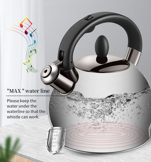 VICALINA Tea Kettle & Tea Pot, Stainless Steel Tea Kettle for Stove top, 2.64 Quart Whistling Loud Tea Kettles (Polished Light Blue)