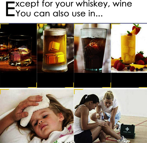 Das TooKii Whiskey Stones Gift Set, 12PCS Stainless Steel Ice Cube Reusable, Cooling Whisky Rocks, Metal Ice Cubes Chilling Stones, Drink Wine Cooler with Ice Tongs, Freezer Storage Tray, Freezer Bag