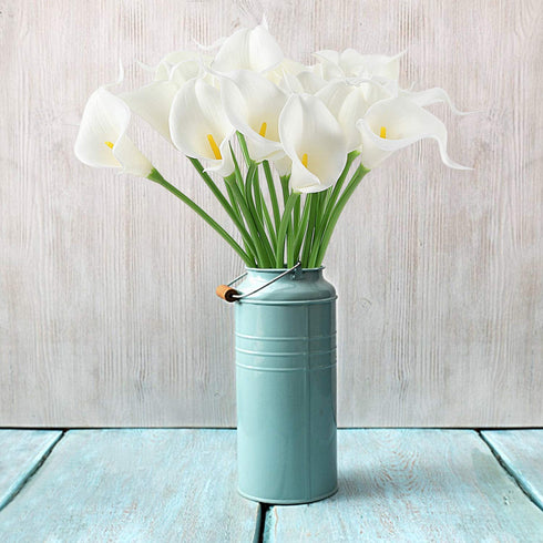 EZFLOWERY 20 Artificial Calla Lily Flowers Real Touch Latex Arrangement Bouquet Wedding Centerpiece Room Office Party Home Decor, Excellent Gift Idea (Small - 20 Pack, White)