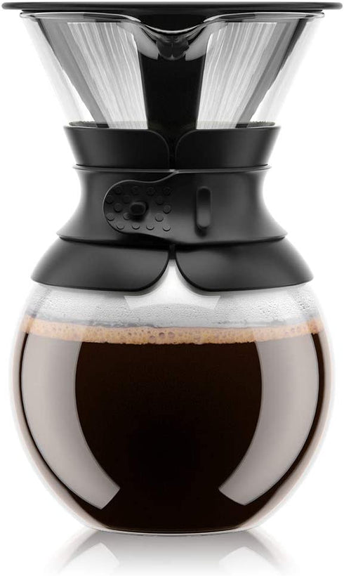 Bodum Pour Over Coffee Maker with Permanent Filter, 1 Liter, 34 Ounce, Black Band