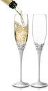 Memories Champagne Flutes, Set of Two Elegant Clear Glass 6.8 fl oz 200ml, silver plated stems, vine leaf design, clear crystals for special celebrations weddings anniversaries birthdays graduations